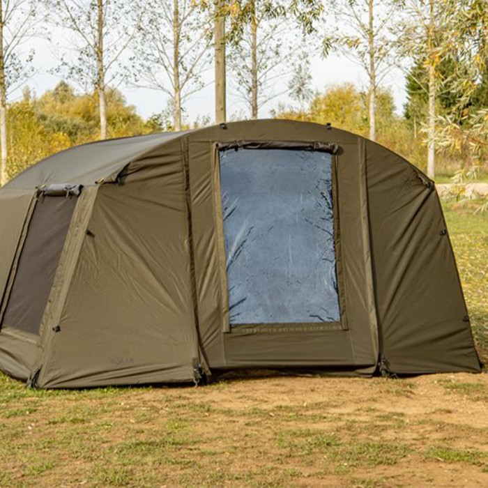Solar Tackle Uni Spider Bivvy 1.2m Extended Green Overwrap In Use 3