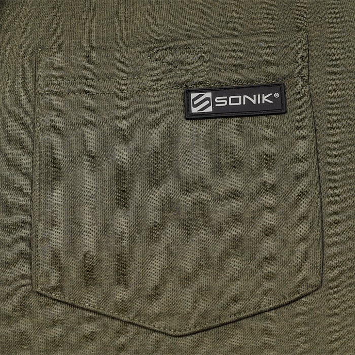 Sonik Green Fleece Fishing Shorts Close Up Pocket