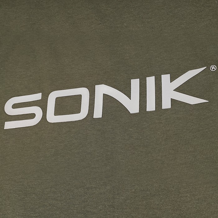 Sonik Green Raglan Tee Fishing T-Shirt Close Up Logo