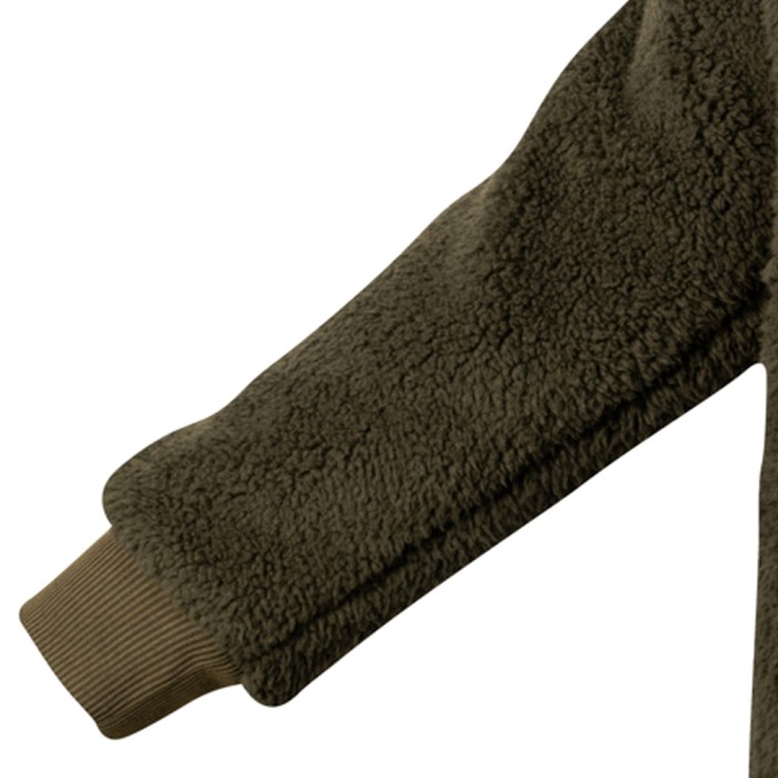 Speero Sherpa Dark Olive Fleece Hoodie Close Up 1