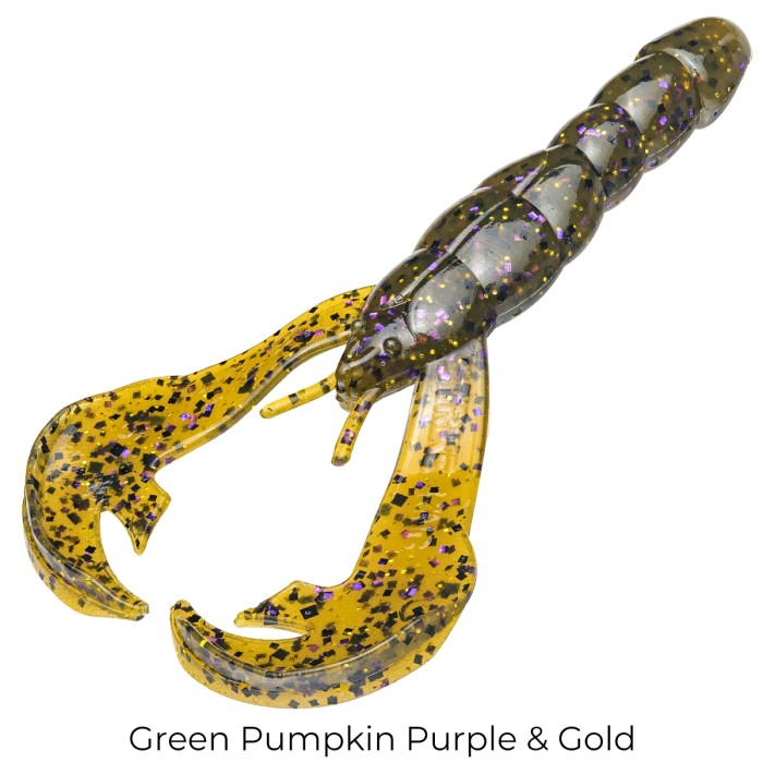 Strike King Rage Craw Lures 10cm Green Pumpkin Purple & Gold