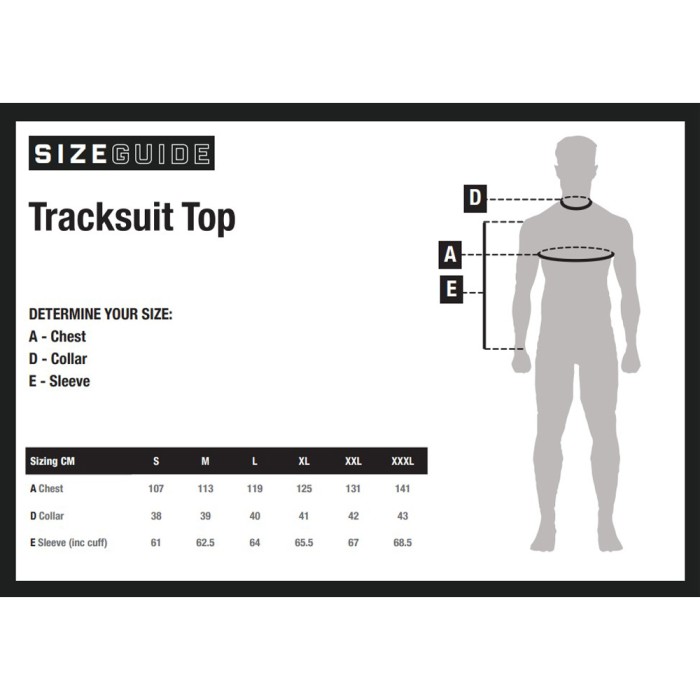 Nash Fishing Tracksuit Top Size Guide