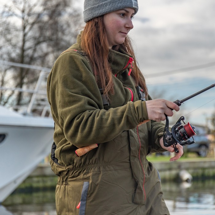 Trakker Core 3-Piece Winter Fishing Suit In Use 4