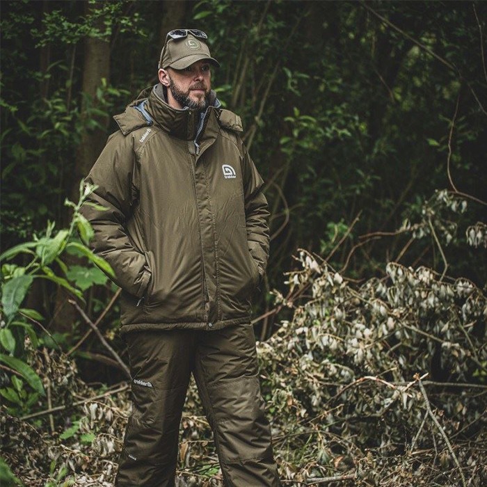Trakker CR3 3-Piece Winter Fishing Suit In Use 1