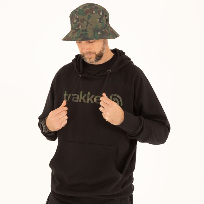 Trakker CR Camo Logo Black Hoodie In Use 2