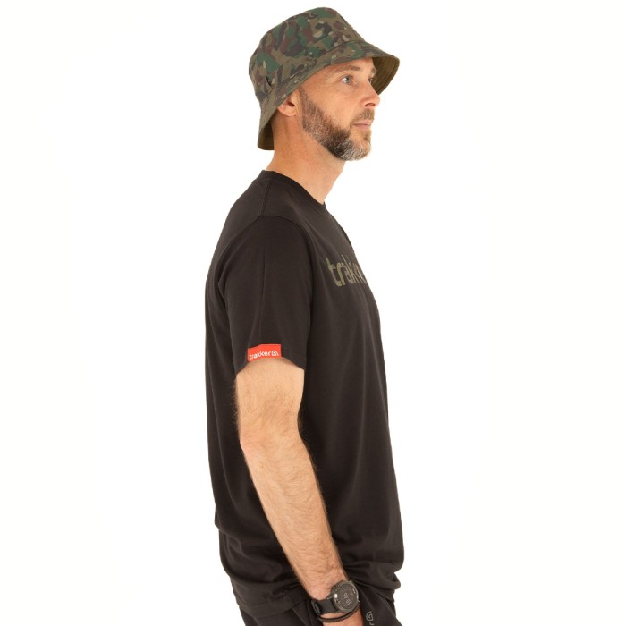 Trakker CR Camo Logo Black Fishing T-Shirt In Use 2