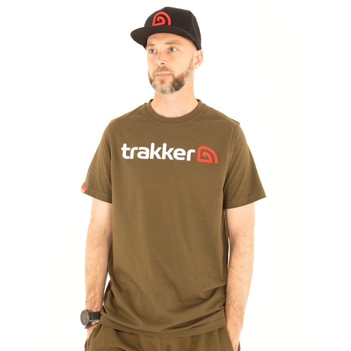 Trakker CR Logo Khaki Green Fishing T-Shirt In Use 1