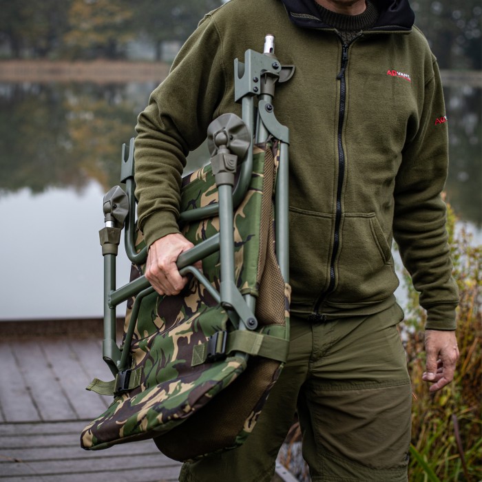 Trakker DPM Transformer Fishing Chair Folded In Use