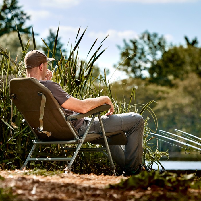 Trakker Levelite Longback Reclining Fishing Chair In Use