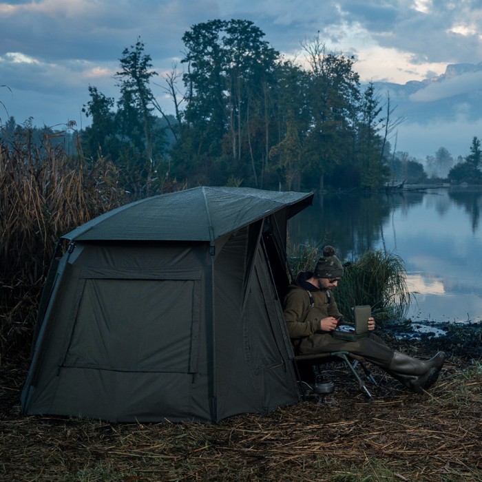 Trakker Tempest RS 100 Bivvy Skull Cap In Use 1