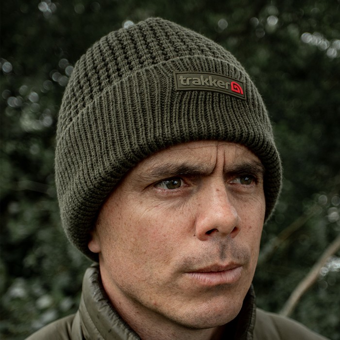 Trakker Textured Lined Fishing Beanie In Use 4