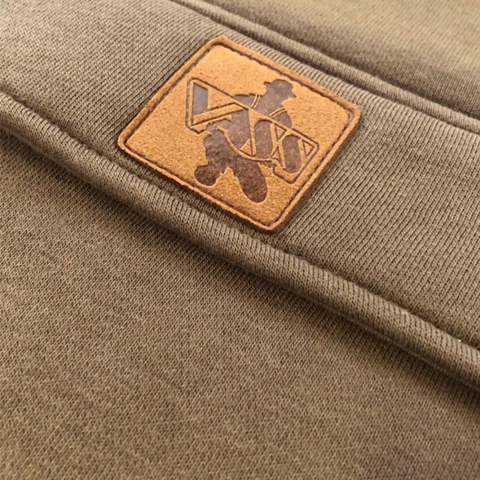 Vass Culture Zipped Chest Pocket Khaki Green Fishing Hoodie Close Up 3