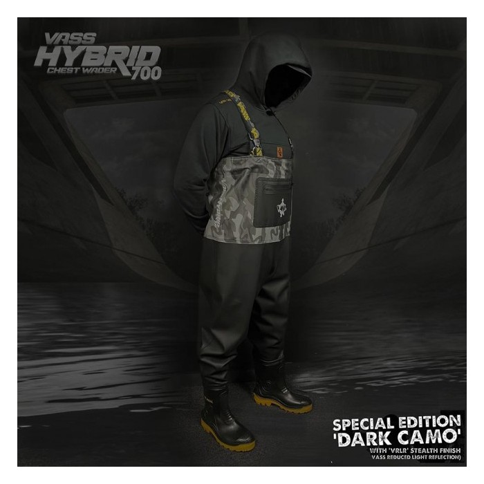 Vass Hybrid 700 Dark Camo Chest Wader Non-Studded In Use 2