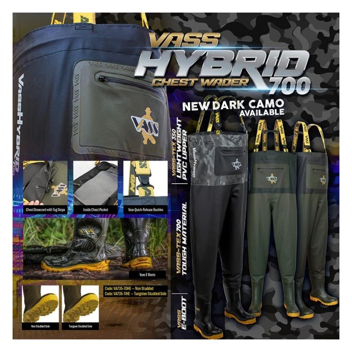 Vass Hybrid 700 Dark Camo Chest Wader Non-Studded 2