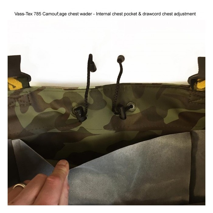 Vass-Tex 785 Heavy Duty Camo Chest Wader Non-Studded Close Up 6