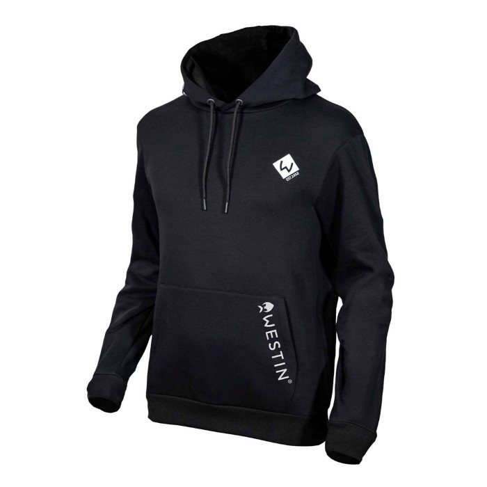 Felpa Da Pesca Con Cappuccio WESTIN PRO L - Nera, 65% Cotone 35% Poliestere, Tasca A Marsupio