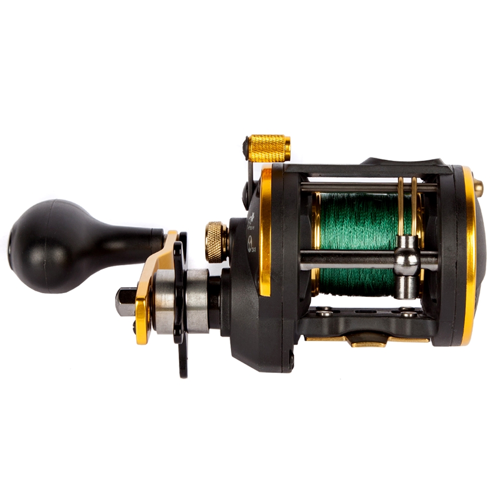 Carrete Leeda Icon M30 Multiplicador Precargado – Trenza 40lb/150m, Dorado, Para Mar O Playa