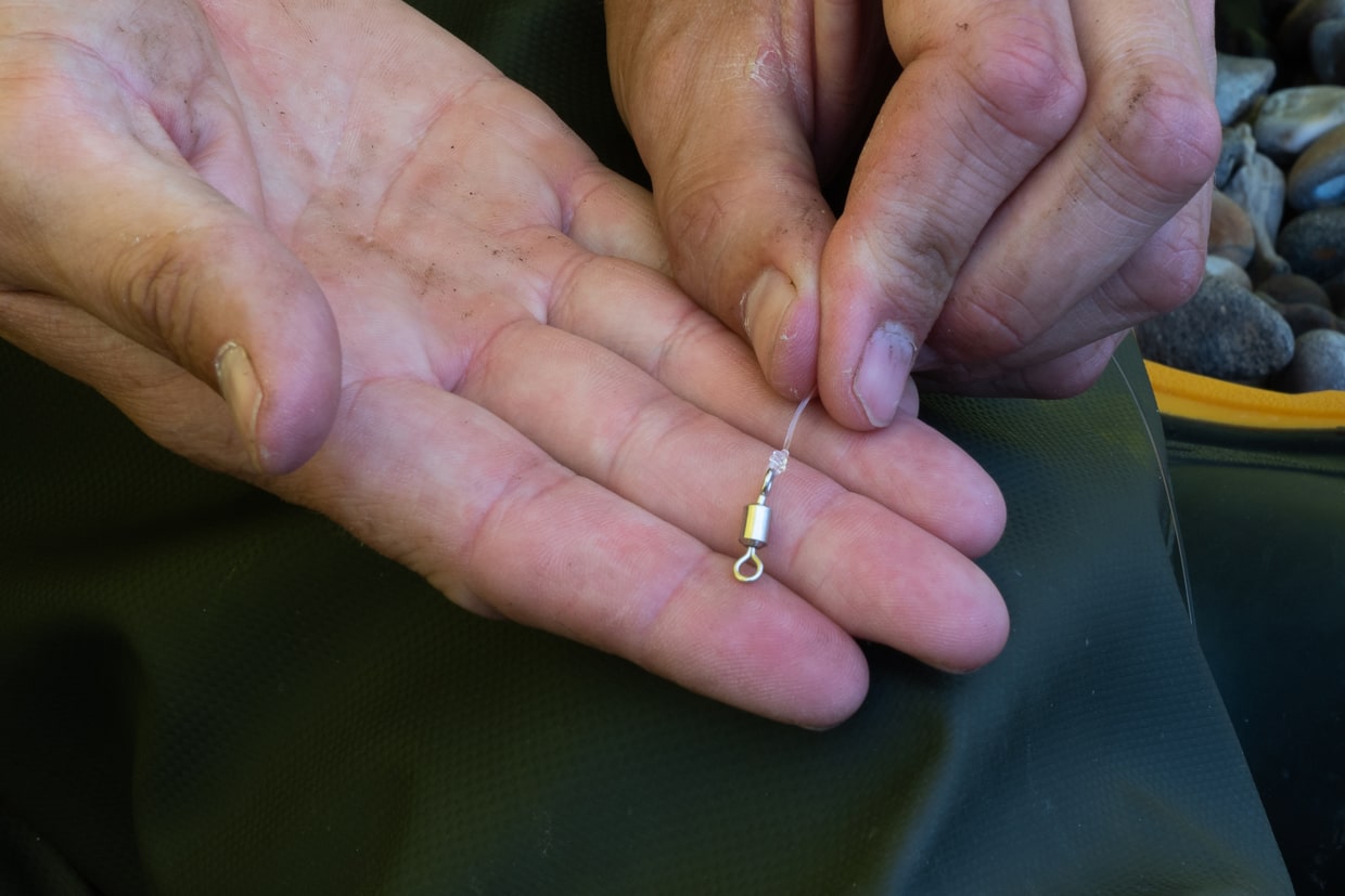 Line with mainline swivel attached.